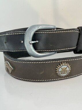 Roots Vintage Leather Belt – Made in Canada – Animal Stud Design – Size ~36–38